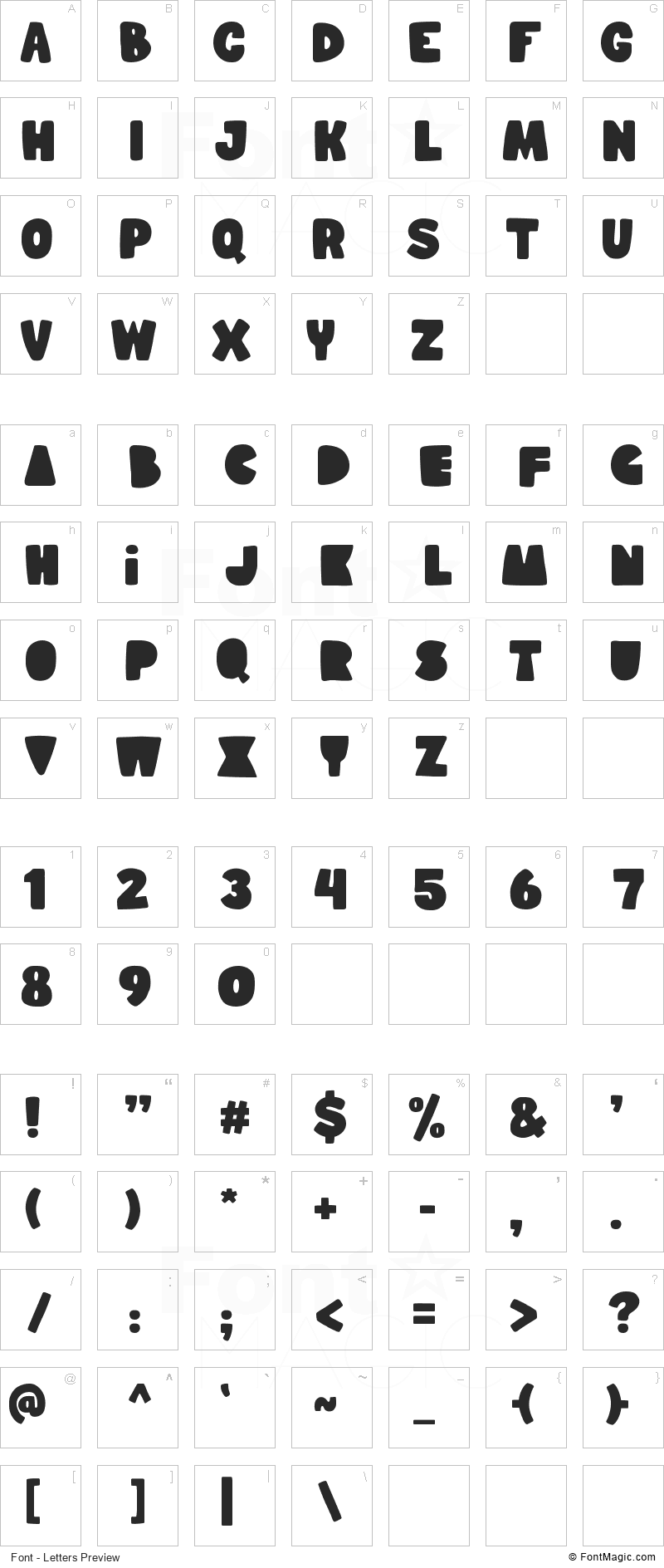 Child Dream Font - All Latters Preview Chart